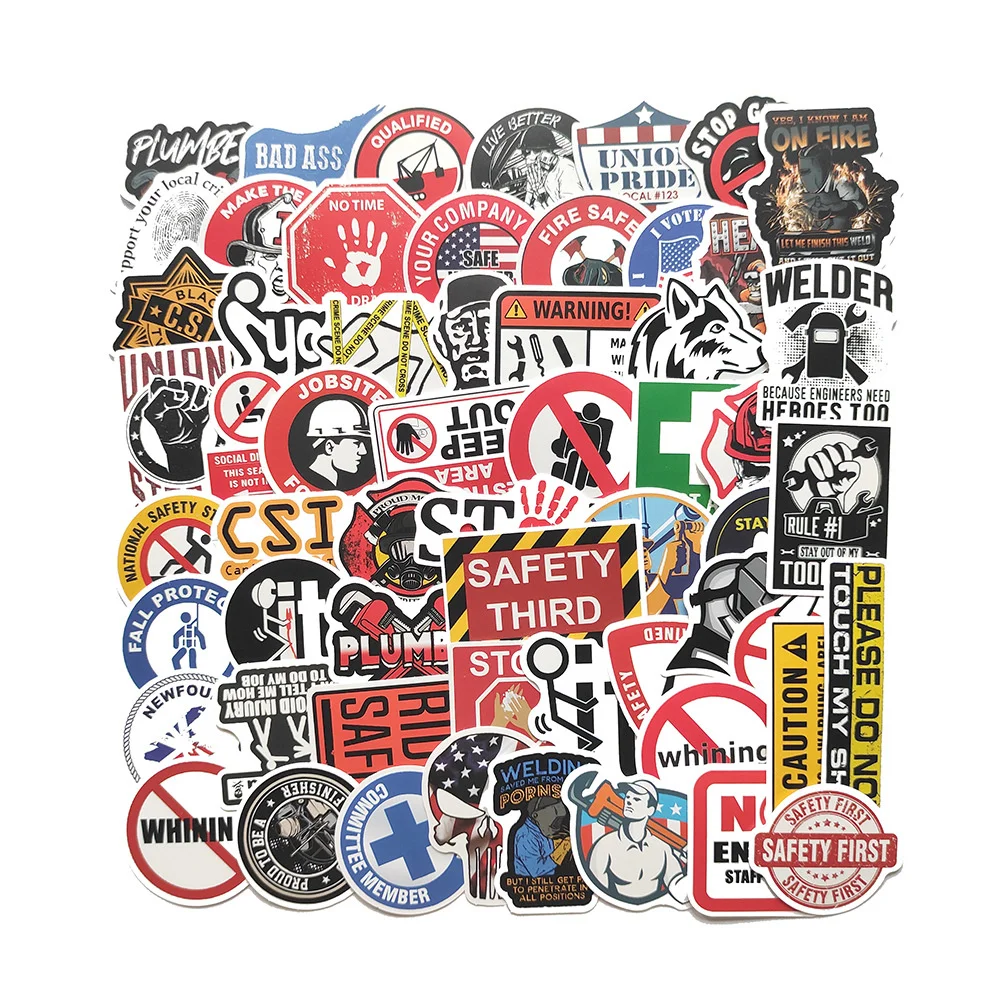 10/30/50PCS Worker Tools Hard Hat Graffiti Sticker Skateboard Helmet Luggage Guitar Gift Toy PVC Waterproof Sticker Wholesale