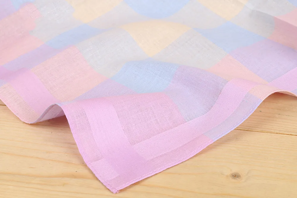 12PCs Mixed Color Plaid Handkerchief Neutral Checked Square Cotton Wipes Colored Plaid Fashion Handkerchief Cute Style 43X 43cm