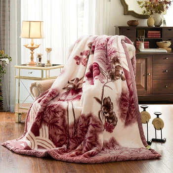 Double Layer Raschel Blankets 150*200cm Soft Warm Faux Fur Mink Throw Thicken Fluffy…