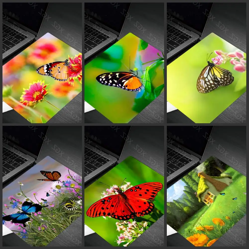 Yzuoan Big Promotion Butterfly Flower Rubber Mouse Pad Small Size Rectangular Suitable for Desktop Computer Office Laptop Mat