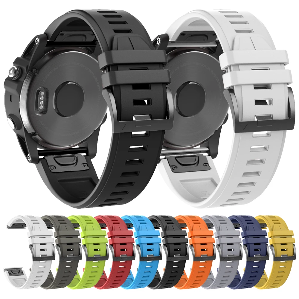 QuickFit 22mm 26mm Replace Silicone Strap For Garmin Fenix 6 6X Pro/5X Plus/TACTIX DELTA/Descent Mk2i Mk2/Enduro/945 Watch Band