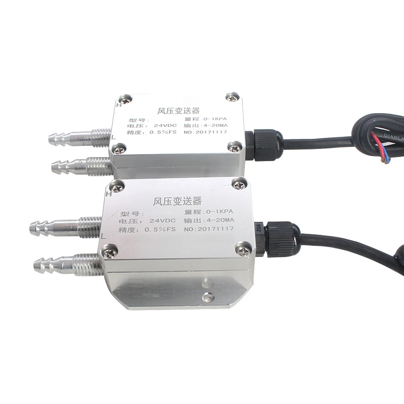 Factory sale 4-20mA 0-500pa 1kpa 5kpa 12-24 VDC micro Pressure Transmitter Air Wind Pressure sensor Transducer