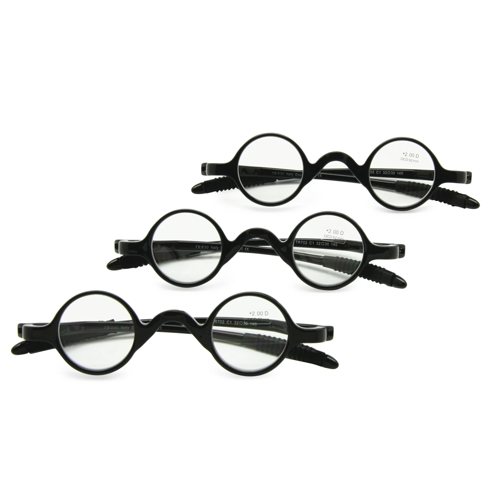 3 Pairs Pack Classic Retro Round Frame Reading Glasses, Teacher Musician Flexible Pocket Reader +1.0 to +3.5 come with soft case