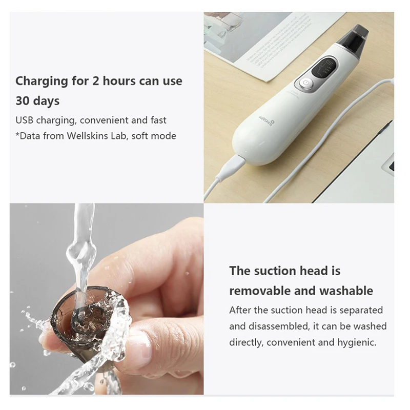 Youpin Wellskins Electric Blackhead Cleaner Vacuum Suction Facial SPA Facial Care Tools Deep Pore Cleanser Acne Pimple Removal