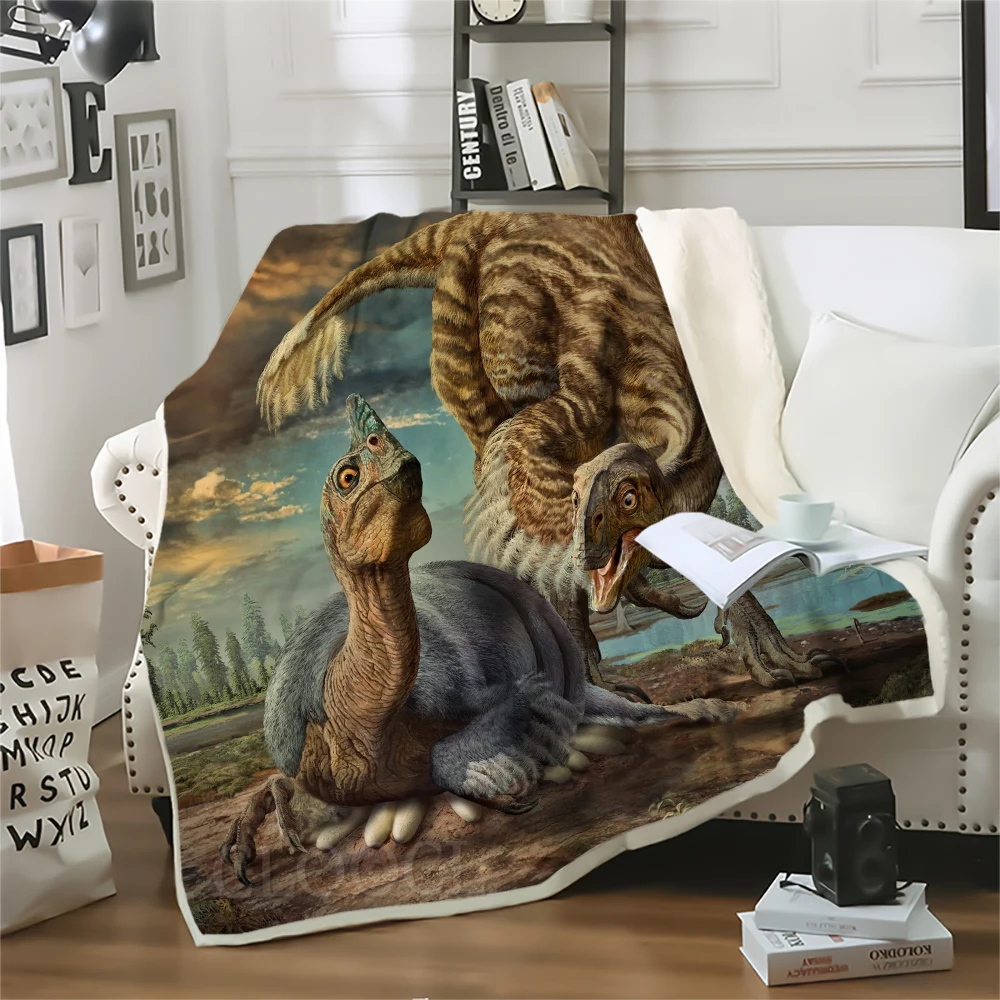 Double Layer Blanket Ferocious Jurassic Dinosaur Print Throw Blankets for Beds Teenager Home Decoration Sofa Beddings Kids Quilt