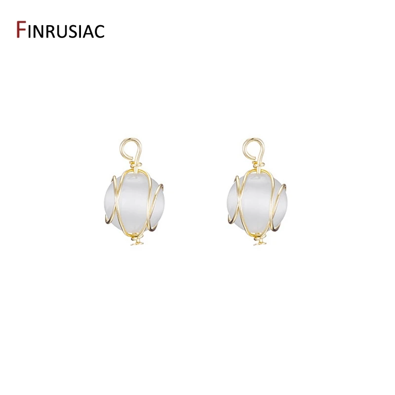 Korean new style unique handmade 14k gold-plated lucky stone pendant For DIY Jewelry Making Earrings Necklace Fittings Material