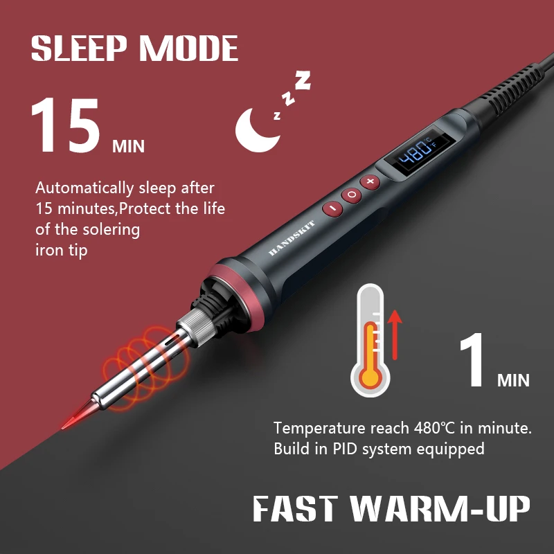 100W Electric Soldering Iron Digital Temperatura Adjustment Auto Sleep SMD Chip Rework Electronic Welding Tools