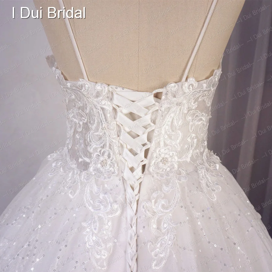 Pulseira de espaguete shinny vestido de baile vestido de casamento fábrica feito sob encomenda novias nupcial 2022 novo