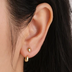 2024 Women Ladies Minimalist Gold/Silver Plated Front Back Ear Jacket Dainty 2 In 1 Stud Earrings for Teenager Girls