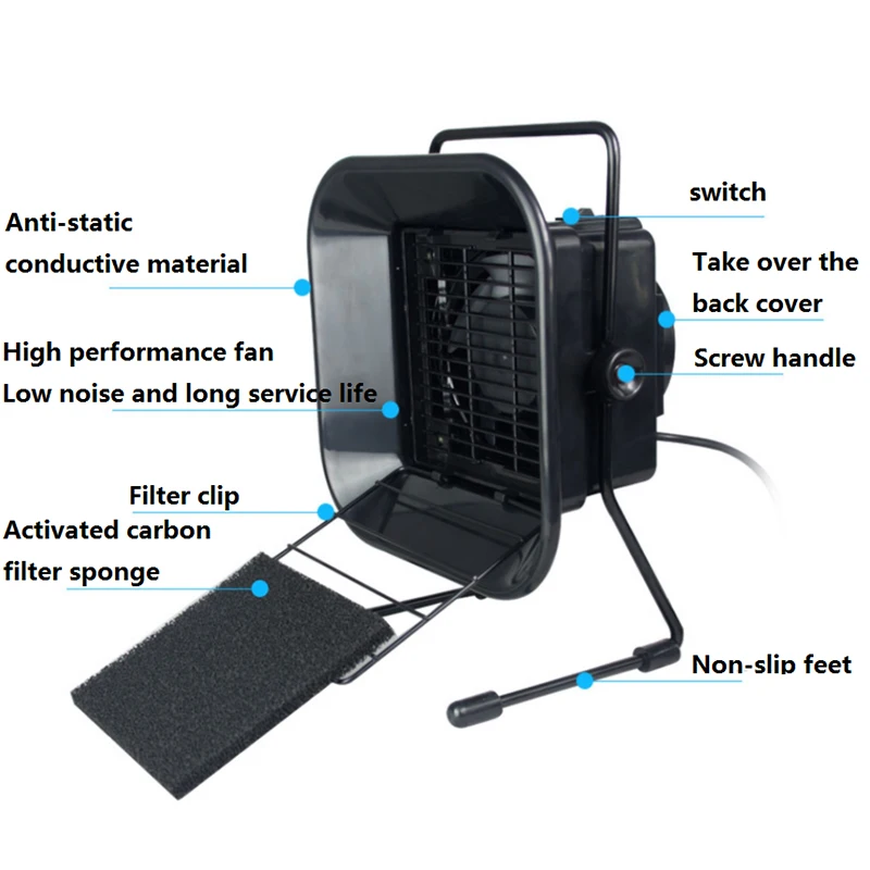 493 30W Solder Iron Smoke Absorber Fan ESD Fume Extractor Smoking Instrument Purifier With 10 Free Filter Sponge Hoses Industria