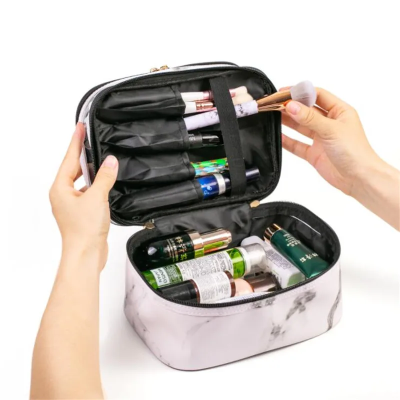 Large Capacity Makeup Bag For Women Transparent Pvc Double Layer Storage Wash Cosmetic Bag Waterproof Organizer Toiletry Cases