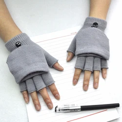 Fingerless Flip Gloves Winter Warm Soft Comfortable Wool Knitted Glove Touchscreen for Women en Exposed Finger Mittens Gloves