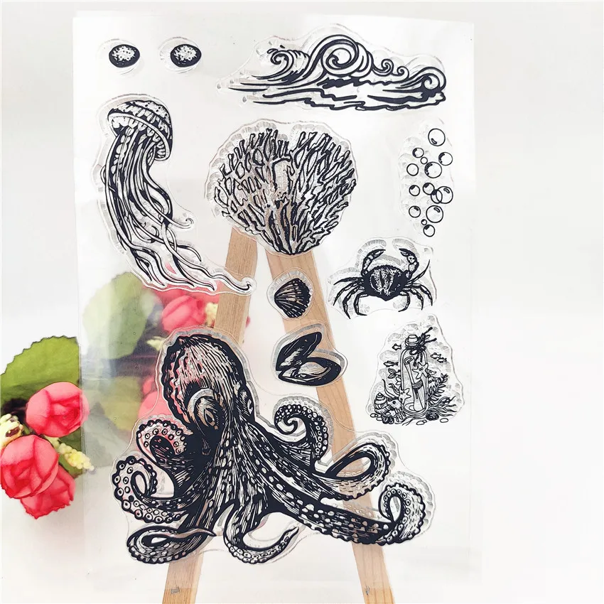 Underwater World Transparent Clear Silicone Stamp/Seal for DIY Decorative Rubber Stamp Scrapbooking/photo Album Stamp