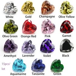 15 colori/lotto 4x4 ~ 10x10mm AAAAA cuore Cubic Zirconia pietra taglio brillante allentato CZ gemme sintetiche perline per gioielli fai da te