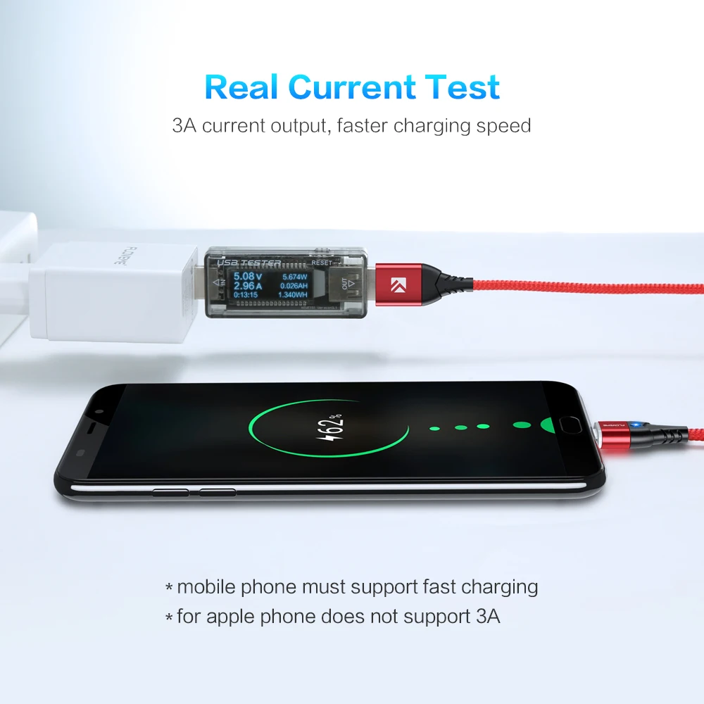 FLOVEME-Cable Micro USB magnético 3A para móvil, Cable de carga rápida de datos, tipo C, para Xiaomi, iPhone 7, 8, Samsung