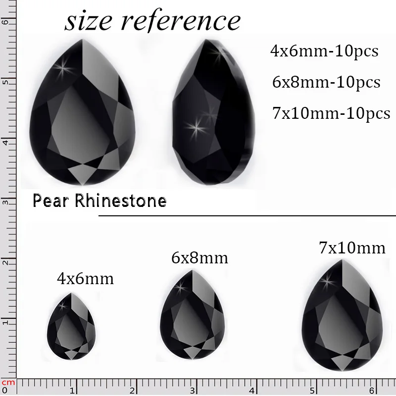 YANRUO Jet Black Glass Rhinestones All Shape Nail Art Decorations Crystal Strass Pointback Multi-shape Design Beauty Accessories