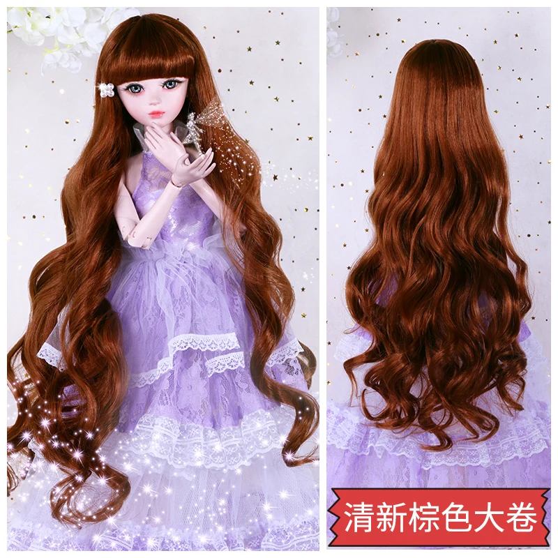 Bjd Doll Wig Fashion Colourful Long Curly Hair Tress For 22-24cm Head Bjd 1/3 Girl Dolls Toy Accessories