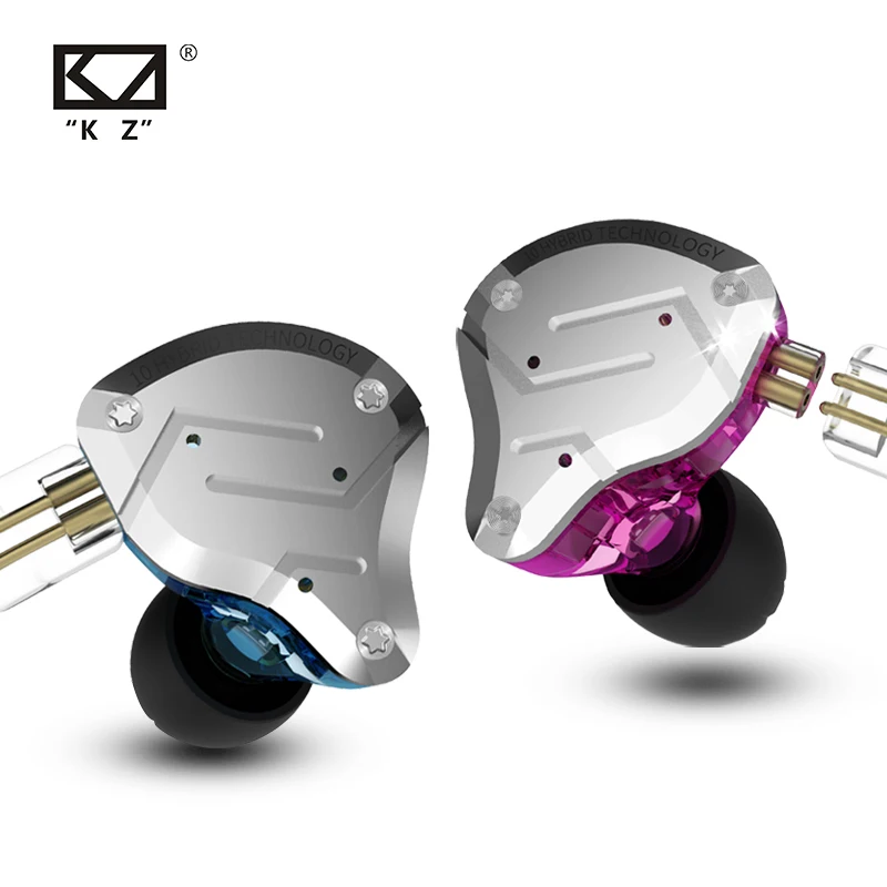 Kz ZS10プロin-耳イヤホン4BA + 1DDハイブリッドハイファイ金属ヘッド