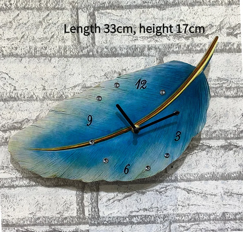 Wall clock retro Nordic simple wooden leaves special-shaped feathers mute creative fashion living room clock