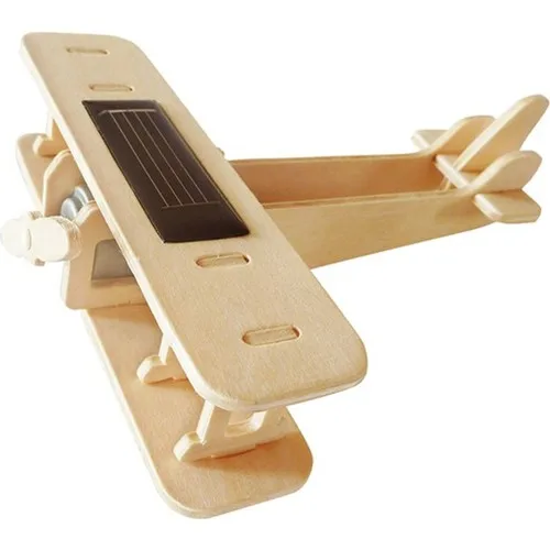 Robotime 3D Solar-Powered Biplane Airplane Wooden Puzzle P220