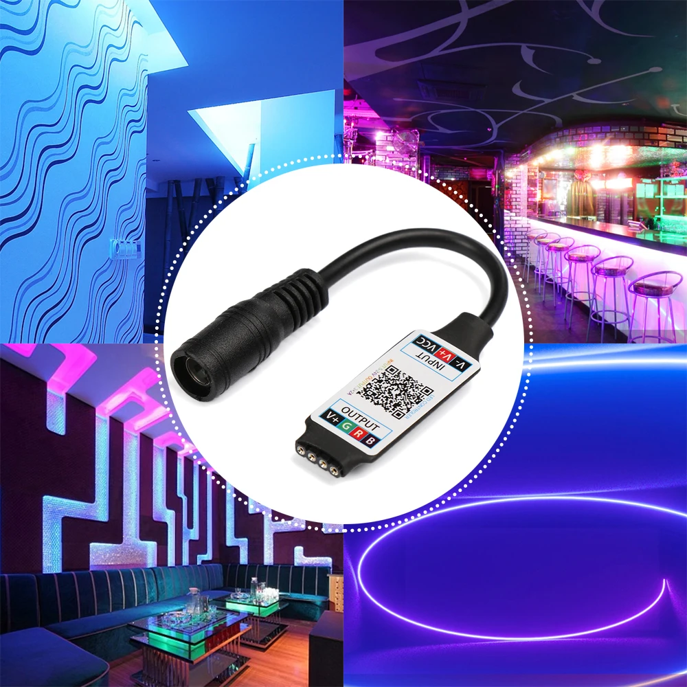 Mini controlador inalámbrico Bluetooth RGB, adaptador de tira de luz LED con enchufe hembra a conector de 4 pines para 5050 3528, novedad