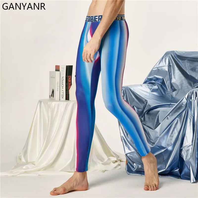 GANYANR Running Tights Men Compression Pants Gym Sportswear Leggings Fitness Jogging Sexy Basketball Yoga Winter Long Training