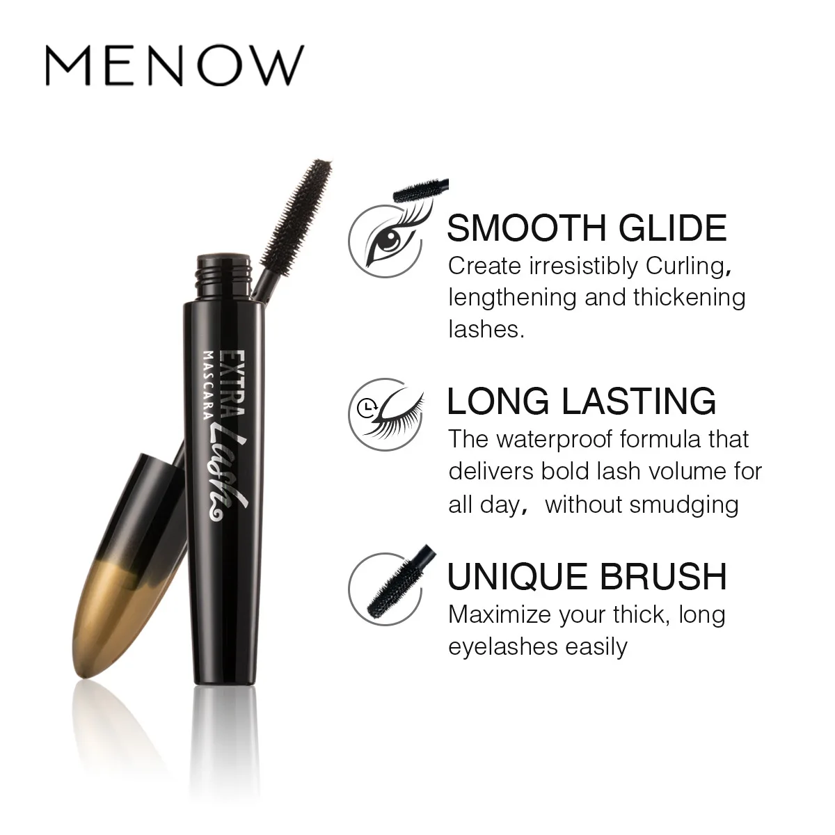 Menow Miele M319 Mascara 3D Waterdichte Verlenging Curling Niet Gemakkelijk Te Smudge Dichtbevolkte Enten Langdurige