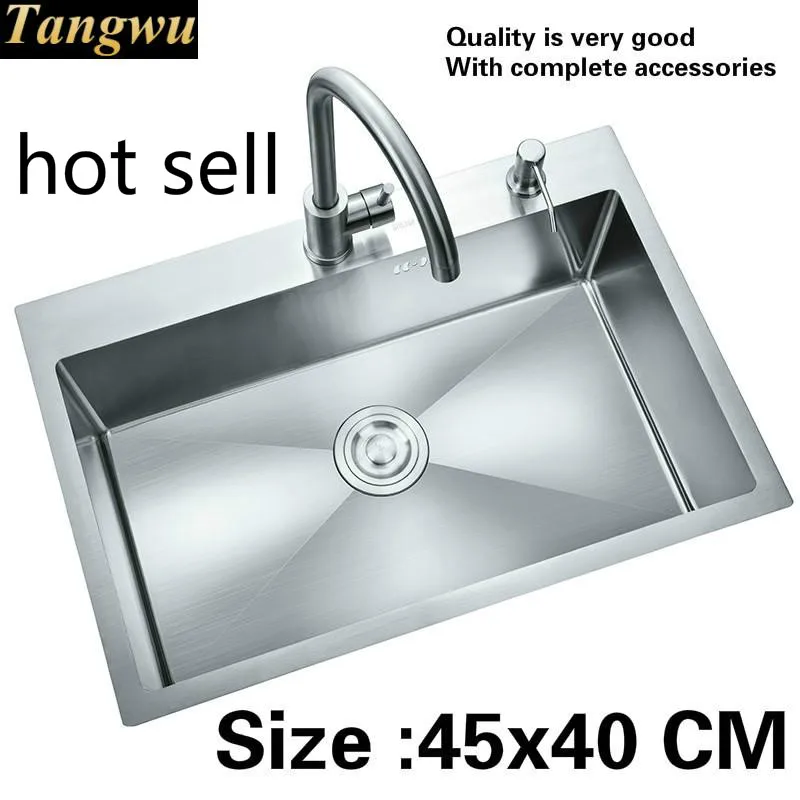 

Free shipping Standard fashion trumpet kitchen manual sink single trough 304 food grade stainless steel mini hot sell 45x40 CM