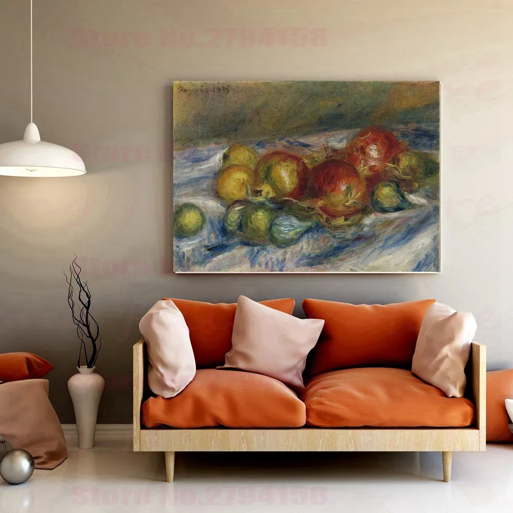 Pierre Auguste Renoir Replica Still Life with Figs and Granates Painting Canvas Print Picture for Dining Room Drop Shipping