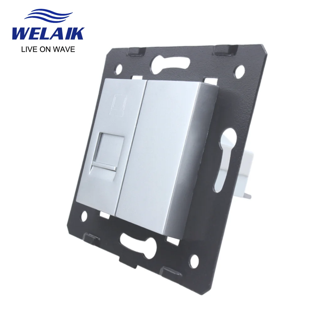 WELAIK EU Standard Internet RJ45 CAT6 Computer DIY-Parts-Wall Socket Parts-Without Glass-Panel  45*45mm A8COW