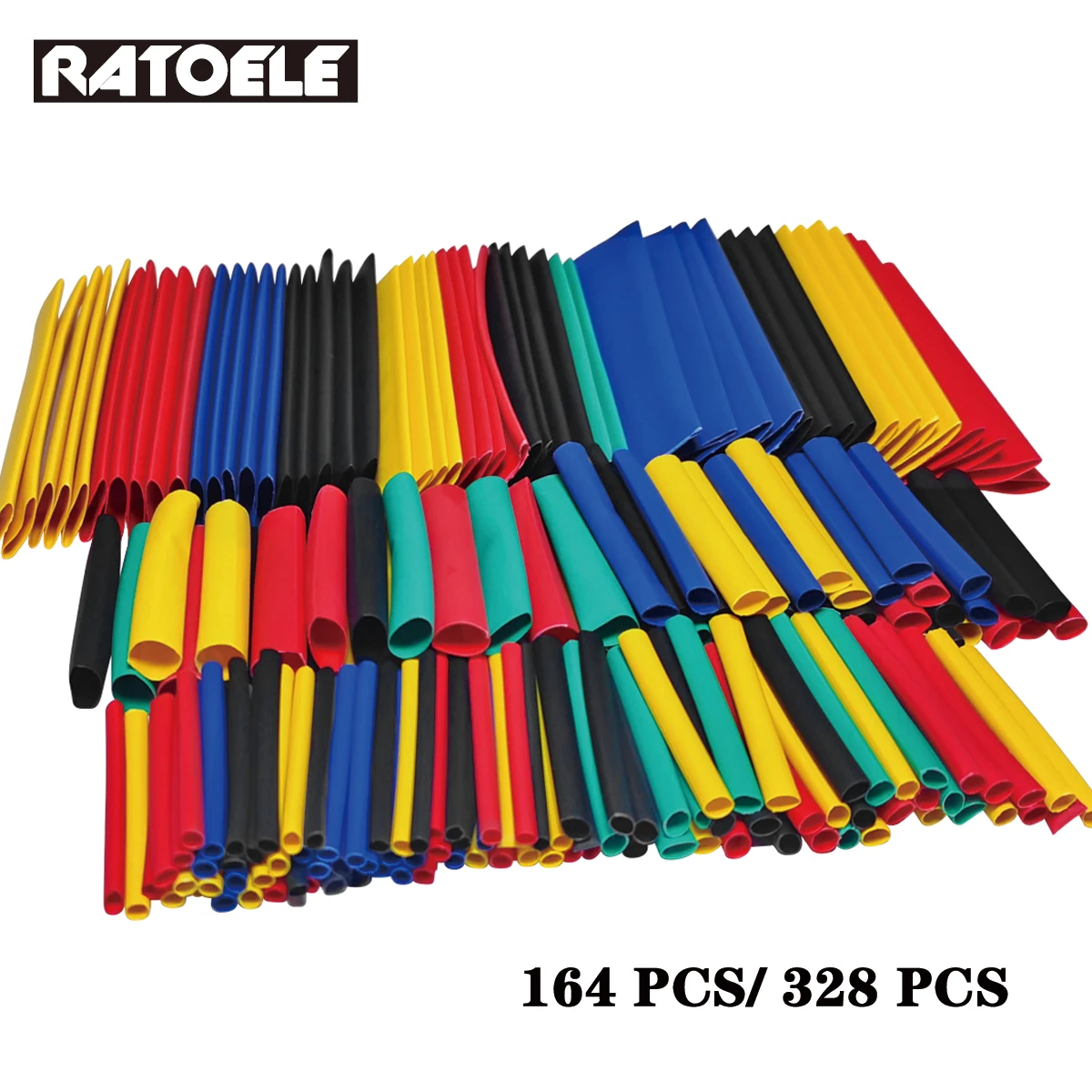 164Pcs 328Pcs  Heat Shrink Tube Kit Shrinking Assorted Polyolefin Insulation Sleeving Heat Shrink Tubing Wire Cable 8 Sizes