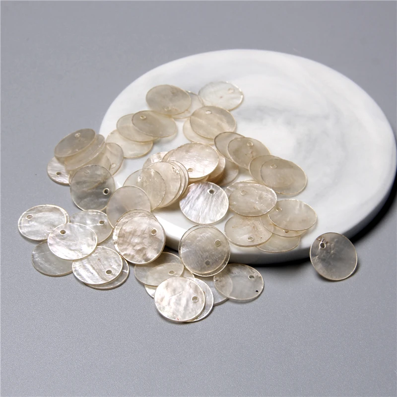 Natürliche transparente runde Muschelstücke für die Schmuckherstellung, Ohrringe, lose Bulk-Muschel-Charm-Perlen, Zubehör, handgefertigter Schmuck zum Selbermachen – Detail 11