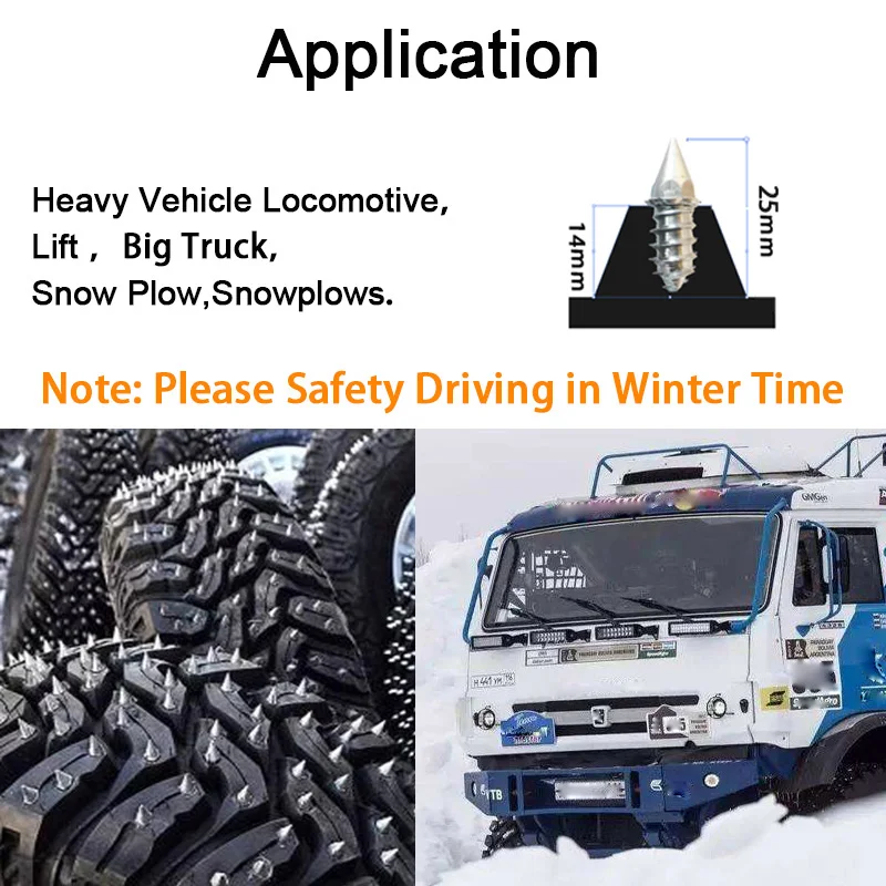 100pcs 25mm Gripping Snow M6 Screw Studs Car Off-Road ATV Screw Tire Nail Anti-Slip Wheel Snow Anti Skid Ice Stud Tyre Spikes