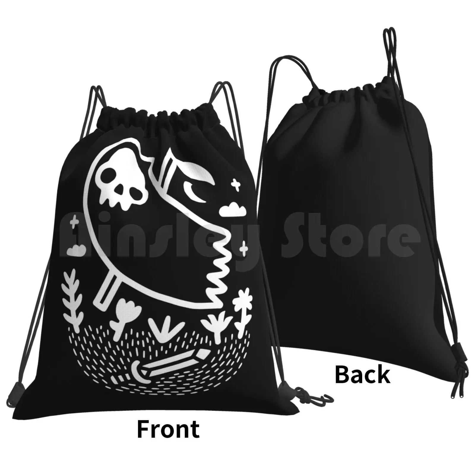 Another Grim Night Backpack Drawstring Bag Riding Climbing Gym Bag Death Skull Skulls Halloween Grim Reaper Grim Reaper