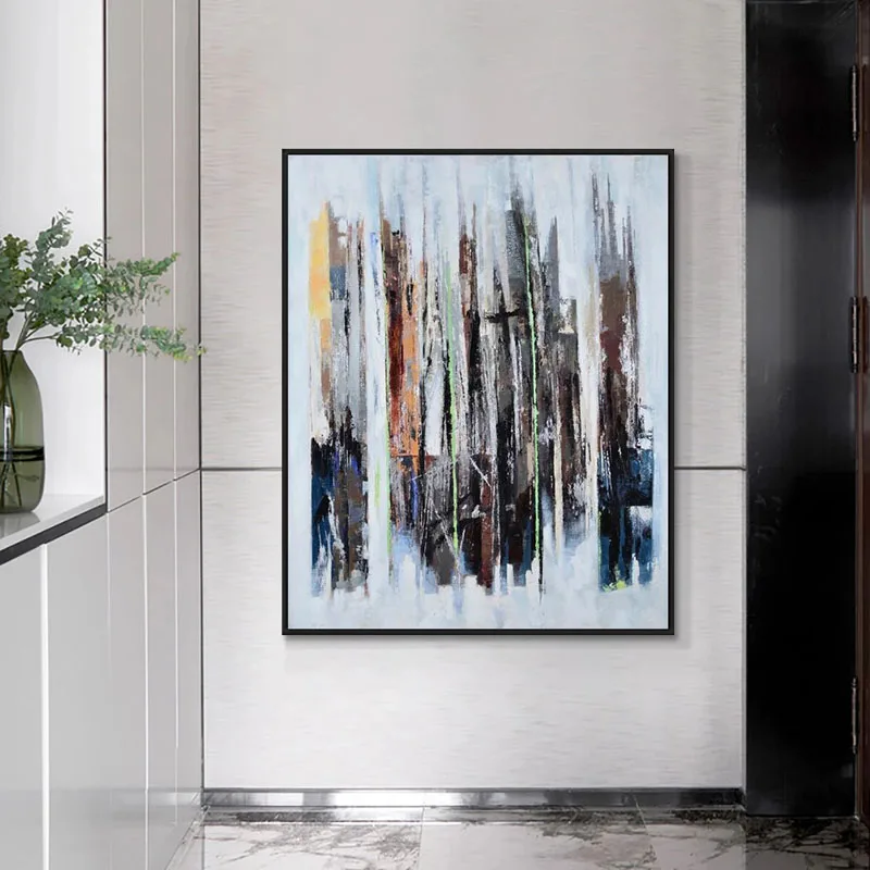 

Hand Painted Abstract Oil Painting Wall Art Modern Minimalist Colorful Picture Canvas Home Decor For Living Room Office No Frame