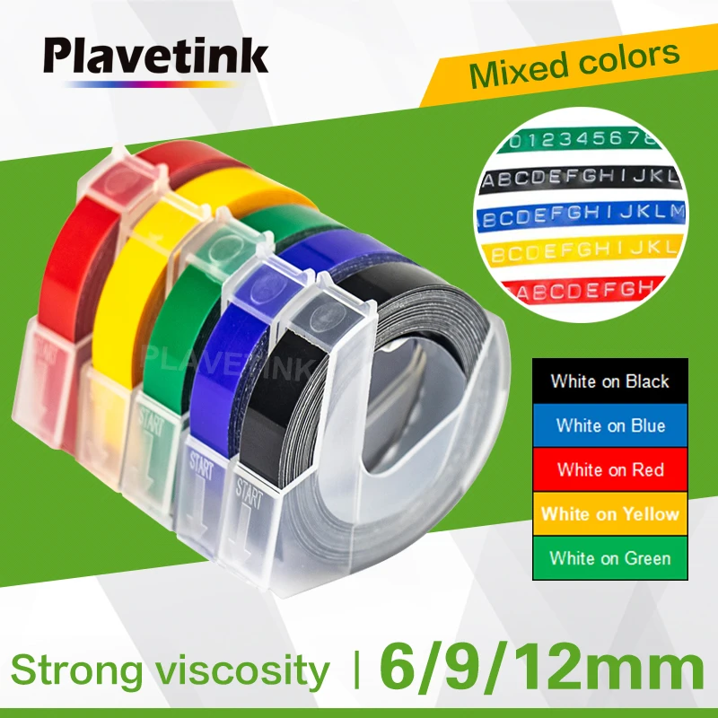 

Plavetink 1PK Multicolors 3D Embossing Tapes for Dymo 3D 9mm label tape for Dymo Motex E-101 E-202 12965 1540 1610 Label Maker