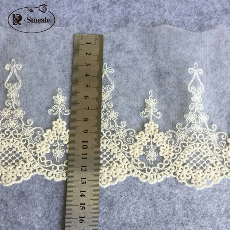 (4-5Yards/lot ) Beige Embroidery Lace Trim, DIY Handmade Lace Accessories Textile Fabric RS725