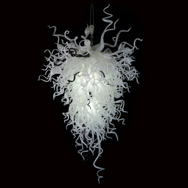 

Hand Blown Glass Chandelier White and Black Color Living Room Unique Decorative Pendant Lamps