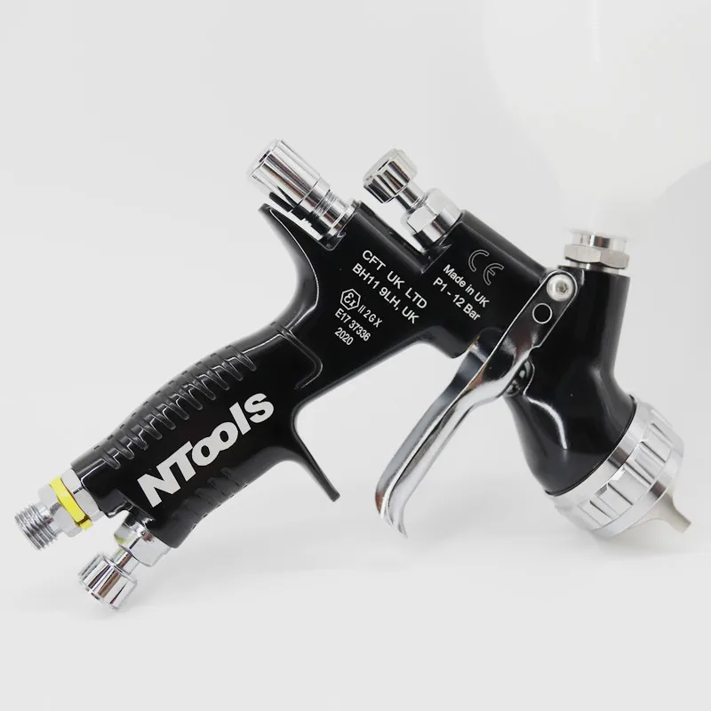 NTOOLS Professional Black Spray Gun TE20/T110 1.3/1.8mm Nozzle High Quality Water Based Air Paint Spray Gun