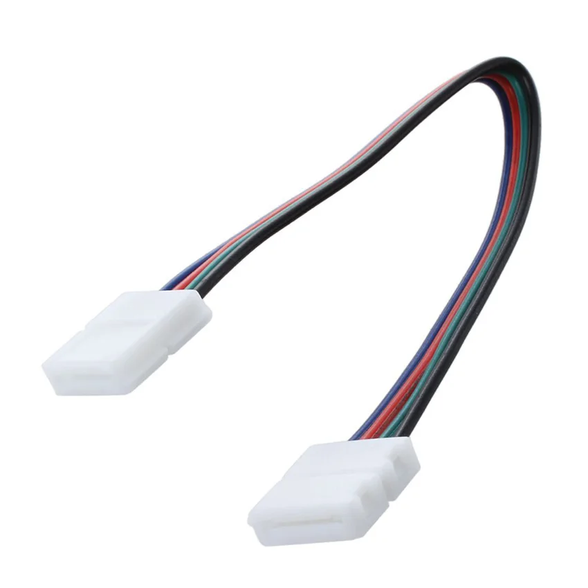 Conector de tira de luz LED SMD 5050 RGB, adaptador de 4 pines, Cable de 10mm, conectores de Cable de placa PCB, sin soldadura, lote de 5 uds.