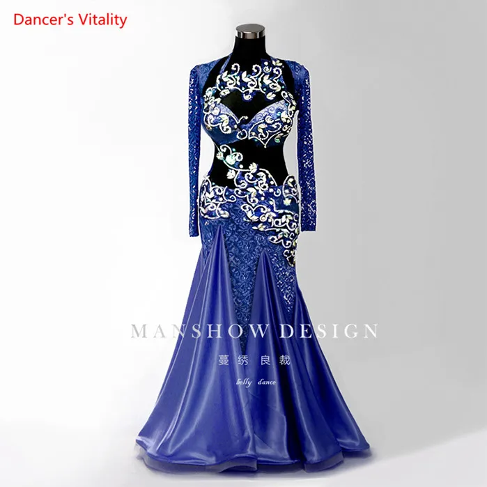 

Senior Handmade Diamond Belly Dance Suit Adult Female Sexy Lace Performance Costumes Women Dancing Stage Competition Clothes