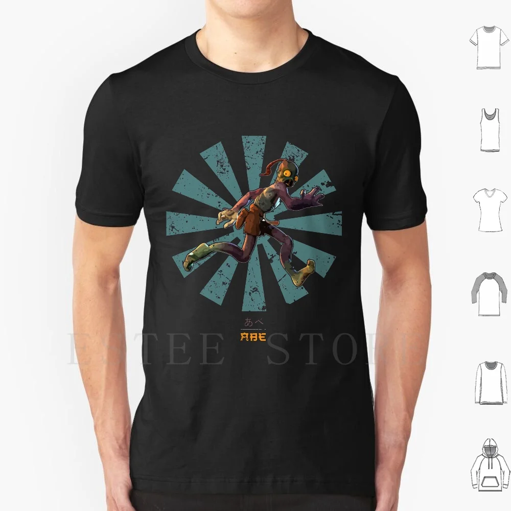 Abes Oddysee Retro Japanese T Shirt DIY Big Size 100% Cotton Abe Oddysee Abes Oddworld Weird World Platform Exoddus Munch 90s