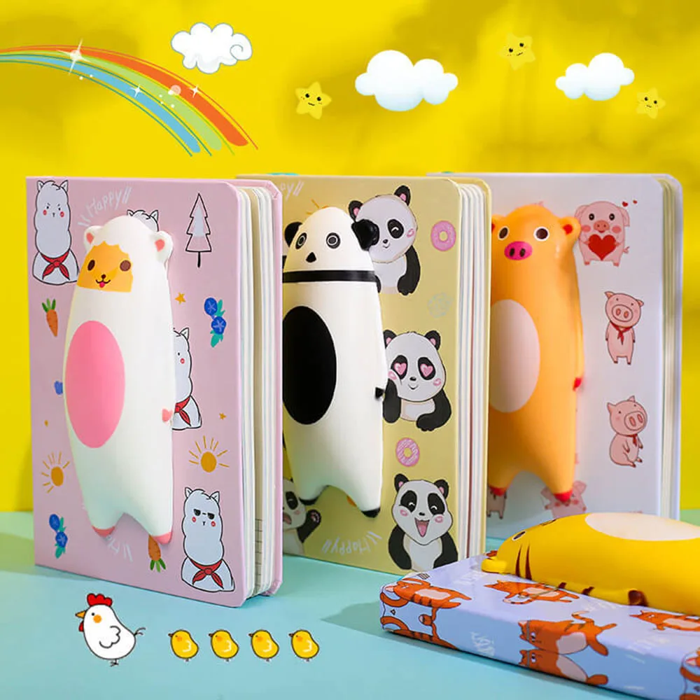 1 Pcs Creative Cartoon Unicorn Decompression Notebooks Cute Animal 3D Soft Vent Color Page DIY Press Rebound Planners Handbook