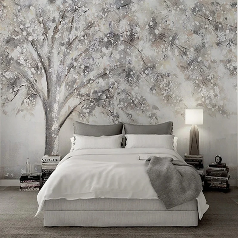 Custom 3D Photo Retro Oil Painting Big Trees Wallpaper for Bedroom Living Room Sofa Background Wall Decor Non-woven Mural Paper