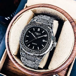 *New style* Fashion Engrave Watch Men Brand New Luxury Classic Designer Stainless Steel Band Watches Free shipping