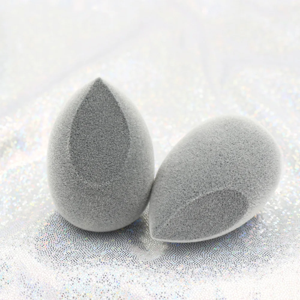 O.TWO.O 1pc Grey Flocking Water Drop Puff Cut a little 3D powder puff Wet and dry beauty eggs sponge puff