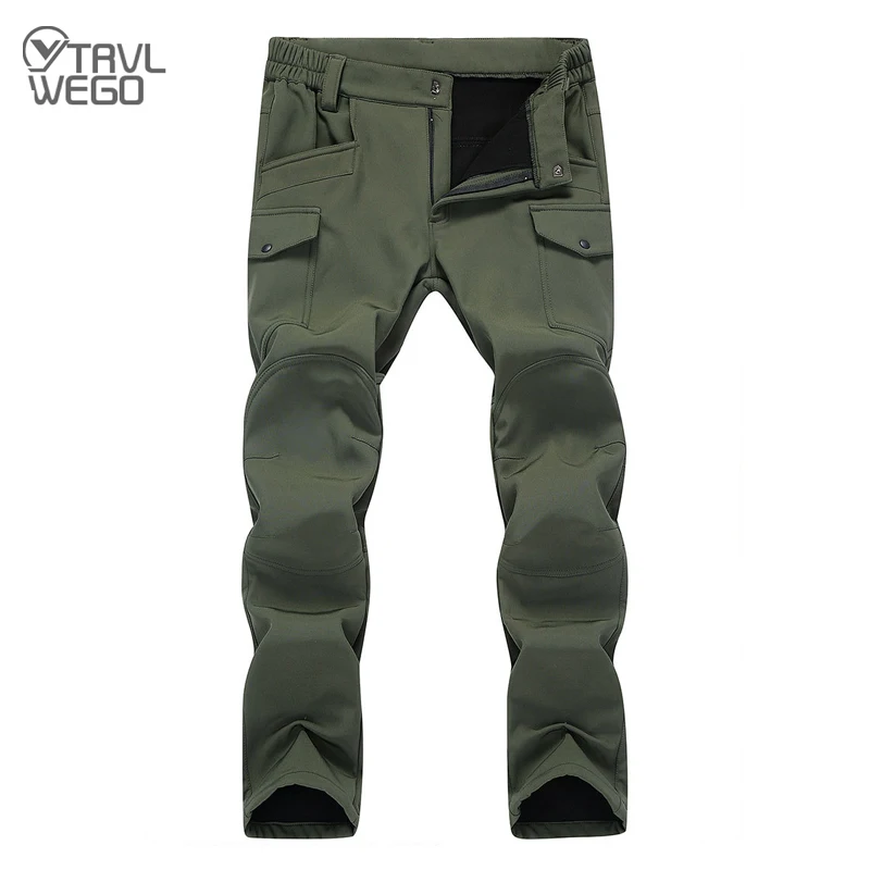 

TRVLWEGO Male Cargo Trousers Outdoor Skiing Leisure Travel Thick Warm Soft Shell Men Camping Hiking Outing Tactical Pants