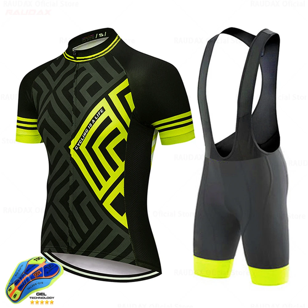 2024 Team Raudax Cycling Jersey Set Ropa Ciclismo Hombre Short Sleeve Cycling Set Mtb Bike Uniforme Maillot Ciclismo