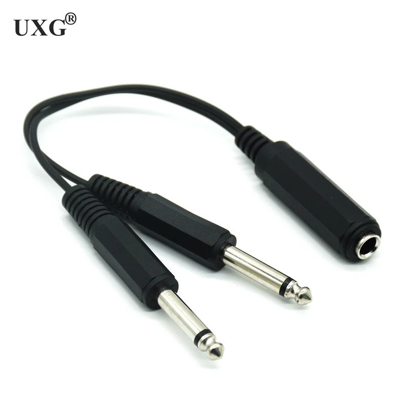 

1pc 6.35mm 1/4 inch Stereo TRS Female to 2 Dual 6.35mm Mono TS Male Y Splitter Cable 20CM