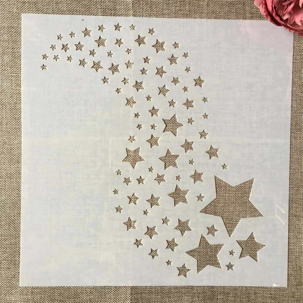 30*30cm Stars Waterfall River DIY Layering Stencils Painting Scrapbook Coloring Embossing Album Decorative Template